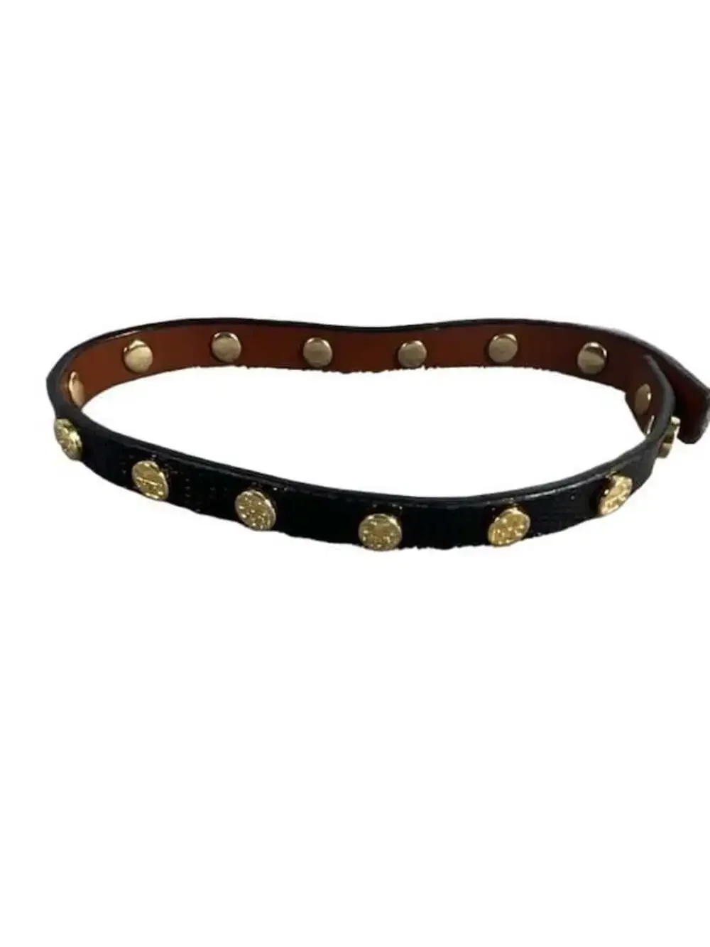 Tory Burch Reversible Leather Wrap Bracelet with Gold-Tone Studs Black White